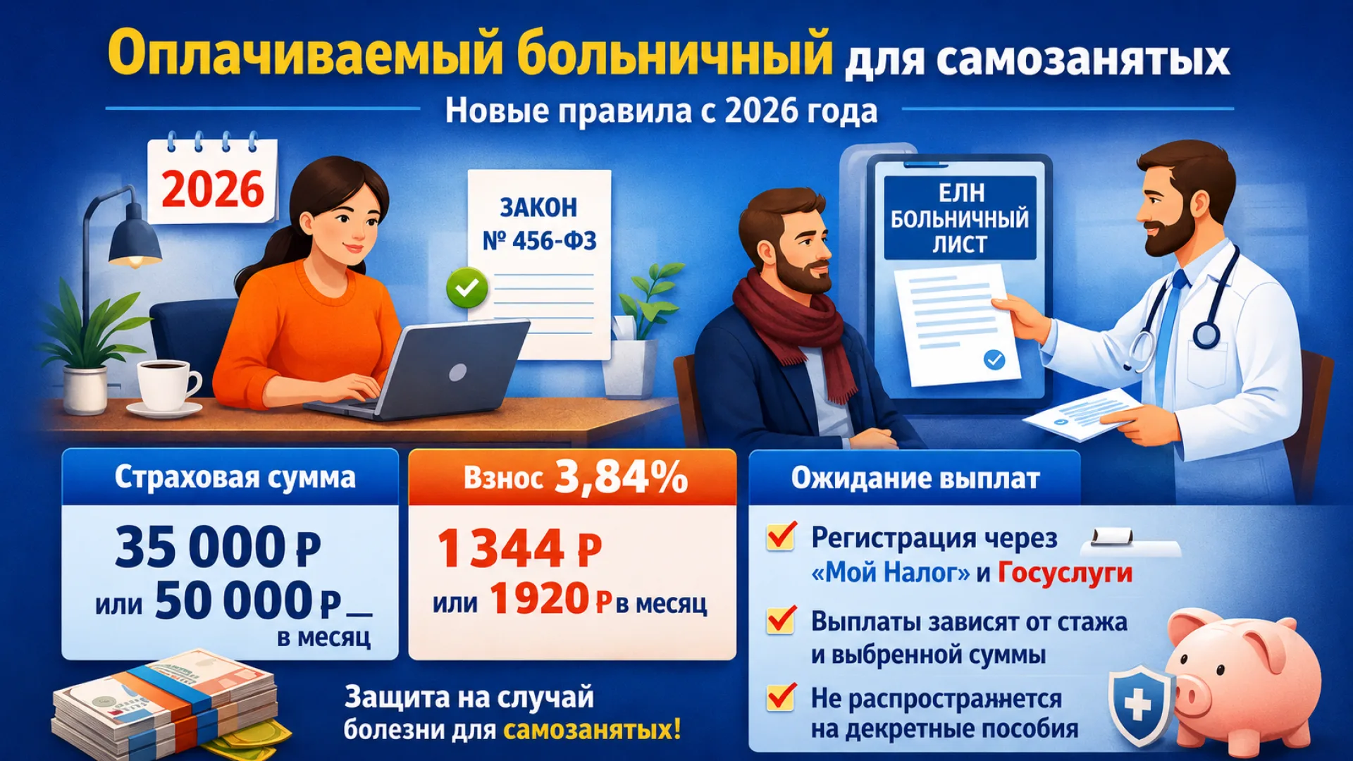 Самозанятые в России впервые смогут рассчитывать на оплачиваемый больничный с 2026 года
