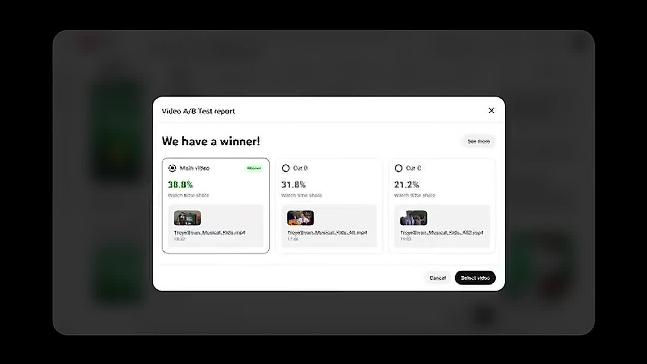YouTube запускает A/B-тестирование полных видео: блогеры смогут публиковать до трёх версий ролика

YouTube на конференции Made on YouTube 23 сентября анонсировал функцию A/B-тестирования полных видео.