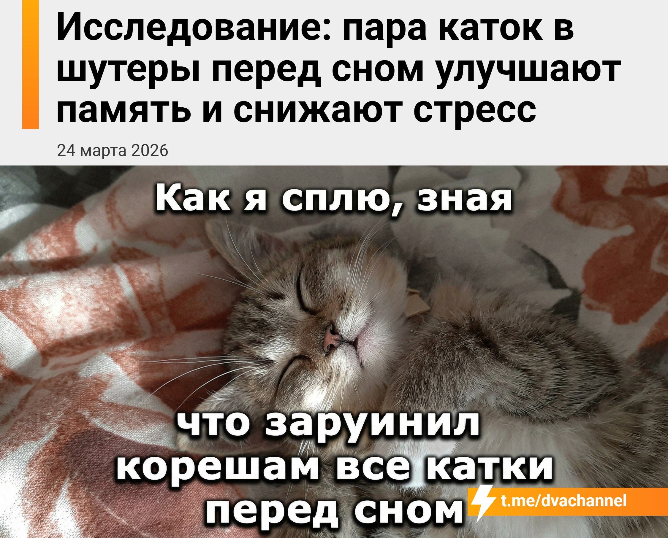 Исследование показало, что катки в CS2 и Dota 2 перед сном снижают стресс и улучшают память

Психоло